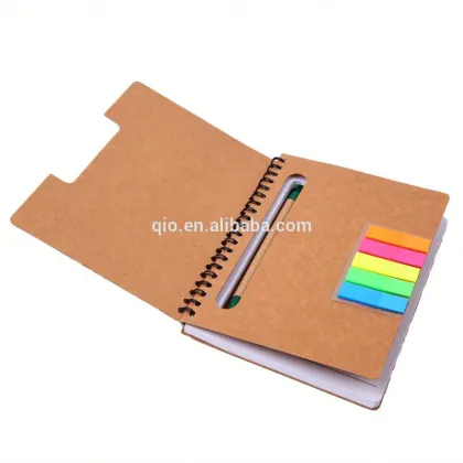 Affordable Recycled Cardboard Notepad with Pens and Sticky Notes