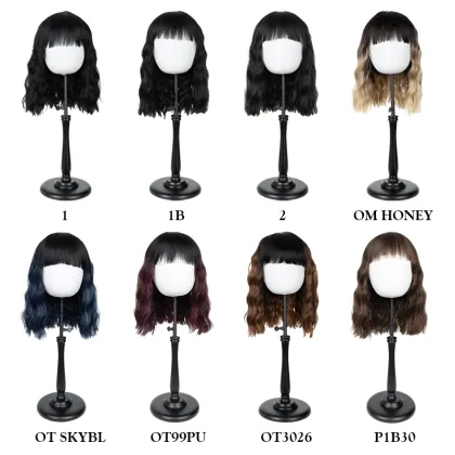 Rebecca Bangs Bob Short Curly Heat Resistant Wig Fashion Style Chemical Fiber Wig Loose Hair Lace Fron for men hair growth spray