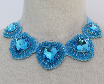 Lady Blue Heart Crystal Costume Jewelry Choker Fashion Neckalce