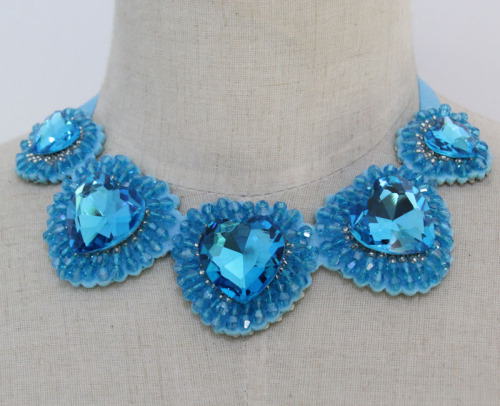 Lady Blue Heart Crystal Costume Jewelry Choker Fashion Neckalce