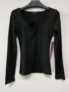 Black knit long sleeve blouse