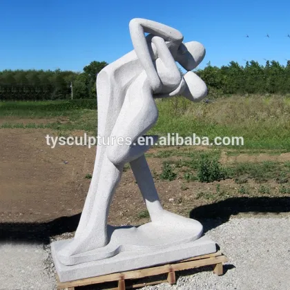 Abstract figure carved granite figures statue stone romantic kissing couple sculpture