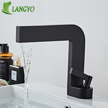 Matte black Basin Faucets Single Handle Deck Mounted Chrome Brass Square Tall Bathroom Sink Faucet Hot And Cold Mixer Water Tap