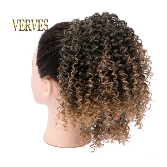 Curly Ponytail Hairpiece With Rubber 10'' crochet braid band hair Chignon Synthetic Ponytail Hair Extension with Clip-in
