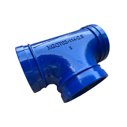 Accesorios de tee ranurados azules de alta calidad para sistemas de tuberías