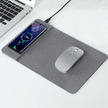 Wireless Charging Mouse Pad with Phone Holder - Business Gift Set