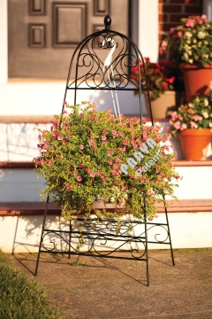 42inH Folding Scroll Basket Hanger with Shelf
