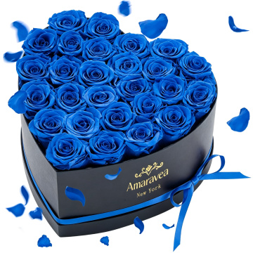 Coffret Coeur de 27 Roses Bleues Préservées