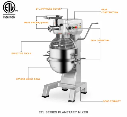 30L 1.8kW Bakery Snacks Multi-Functional Planetary Mixer with Meat Mincer