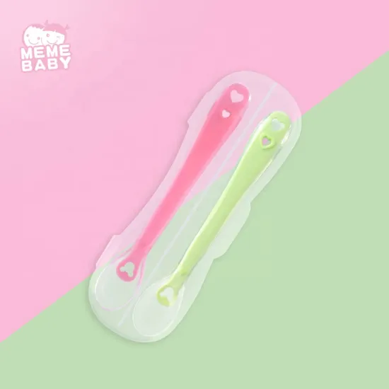 2 in 1 Kid Spoon Feeding Silicone Baby Food Spoon Feeder Set