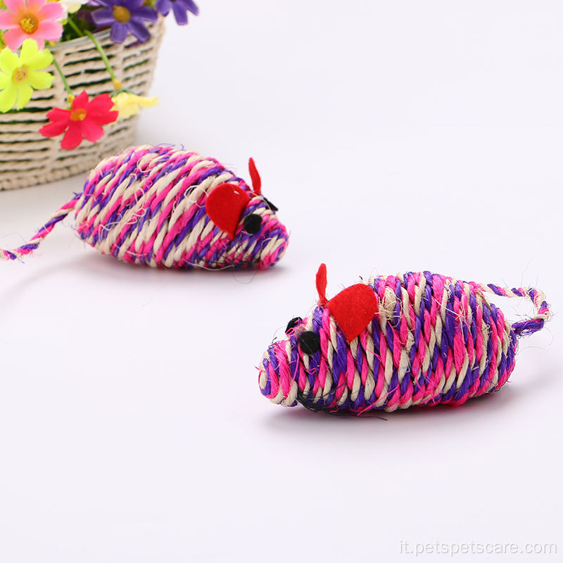 Simpatici giocattoli per gatti sfusi a forma di topo sisal