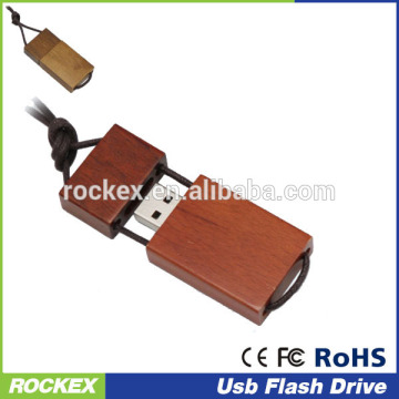 Custom logo wooden USB Flash Drives with lanyard