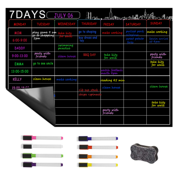 Customizable 15.7 Inch Magnetic Dry Erase Board Calendar in Black, Perfect for Fridge - 12\" x 17\