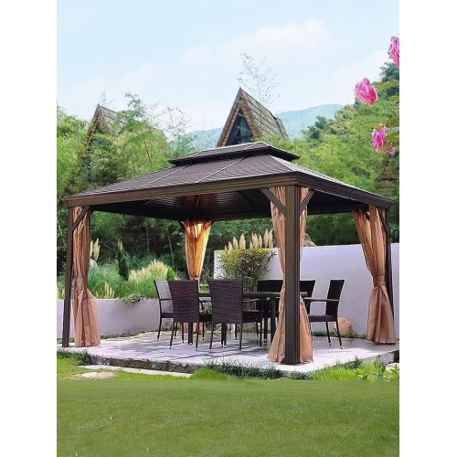 Solid Roof Outdoor Galvanized Luxury Iron Roof Gazebo