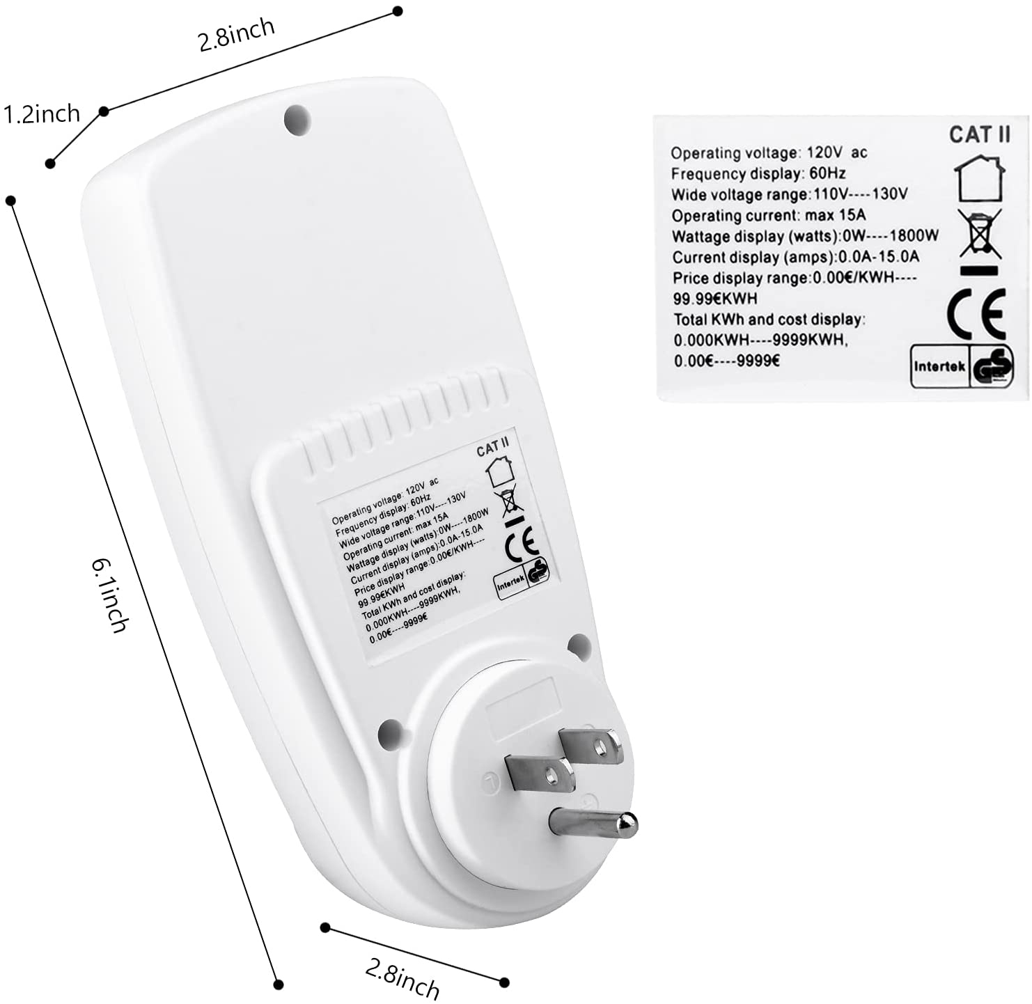 Dimensions and parameters of power charging socket