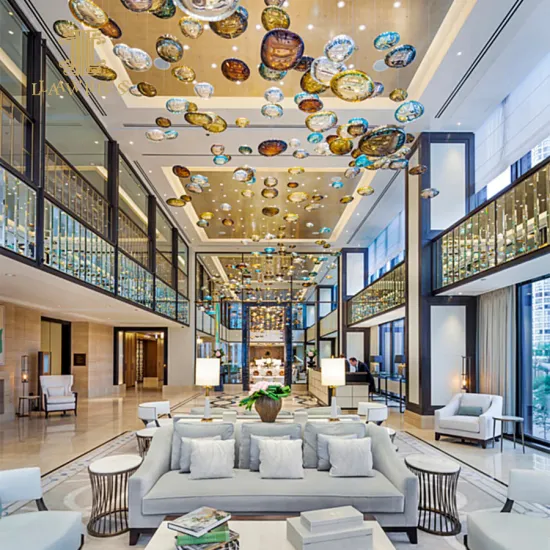 Shopping mall hall decoration custom chandelier color disc custom crystal chandelier