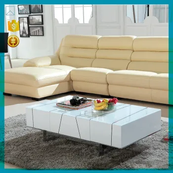 Brilliant quantity home furniture fashion white MDF wood modern coffee table with stainless steel base SJ-141