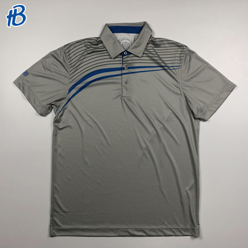 grey black blue stripes custom logo polo shirts