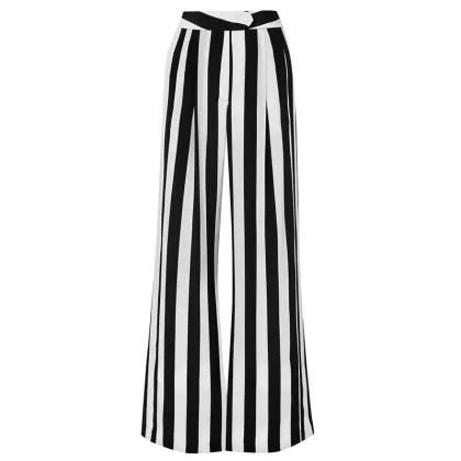 High Slit Striped Palazzo Pants Manufacture Wholesale Fashion Women Apparel