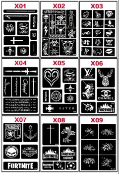 9Pcs/Set No Repeat Temporary Tattoo Waterproof