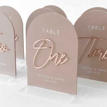 Luxus 3D Mirror Gold Lettering Acrylhochzeitstisch Nummern 1-10