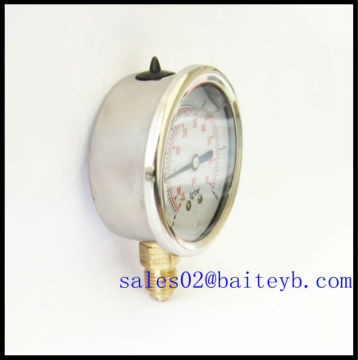 Liquid filled mbar pressure gauge ,SS case