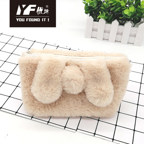 PU Pencil Bag Custom rabbit make up plush pencil bag Manufactory