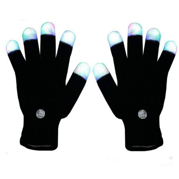 Black Knit Gloves with LED Strobe Fingertips for Light Shows and Parties