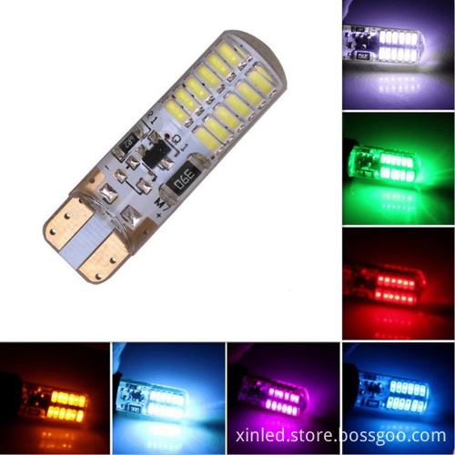 Hearxin LED Car Light DC12V T10 3014 24SMD Canbus Silicone License Plate Bulb