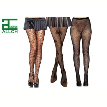 ALLCH European American Halloween Spiderweb Stockings Pantyhose - Black Large Skull Adult Fishnet Socks Wholesale