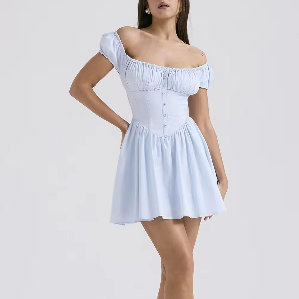 Custom summer white print elegant party dress