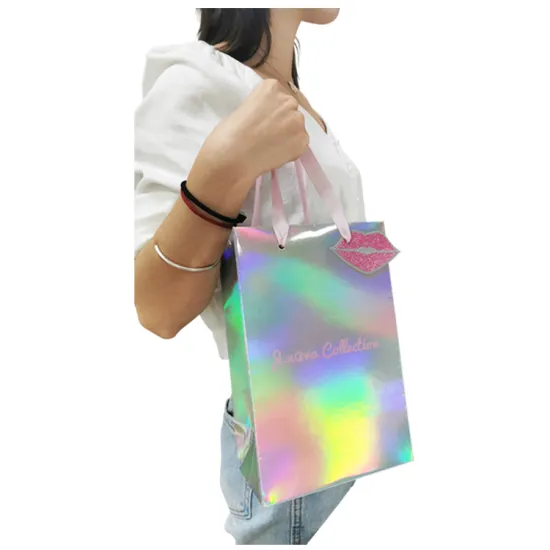 Silver hologram paper shopping bag recycle gift bag