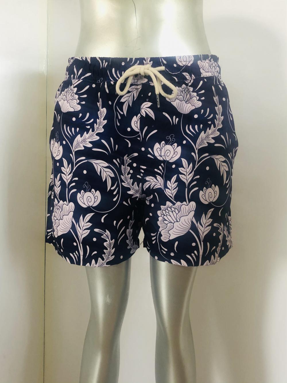 Shorts de praia masculinos de totem florais vintage