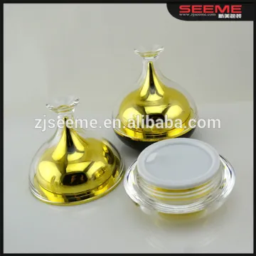 Promotional sell cosmetics bottle Luxury acrylic creme 50 ml cream jar 50 ml golden packaging acrylic jar
