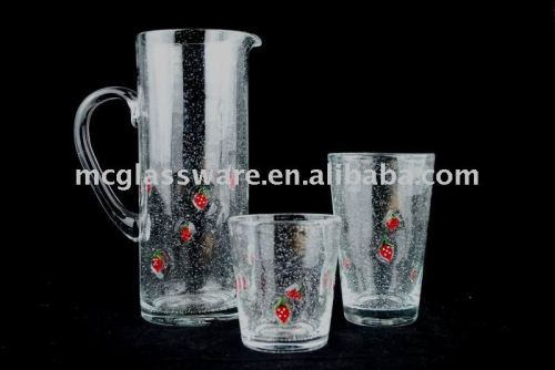 handmade pitcher/hiball/tumbler with strawberry ornaments