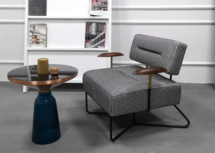 modern furniture fabric stainless steel backrest armchair