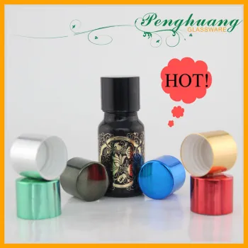 Black Hotstamping Amber Glass Essential Oil Bottles With Aluninum Caps