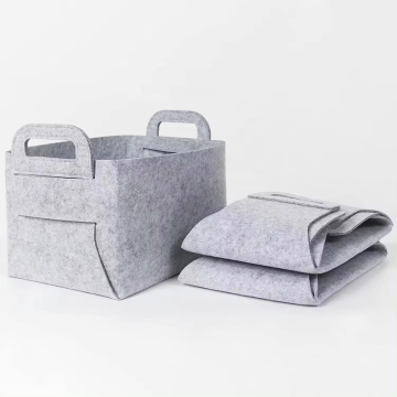 Foldable Felt Storage Basket with Carry Handles