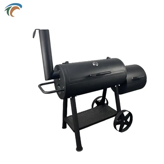 Outdoor Kitchen Heavy Duty Charcoal Bbq Grill And Smoker Trolley