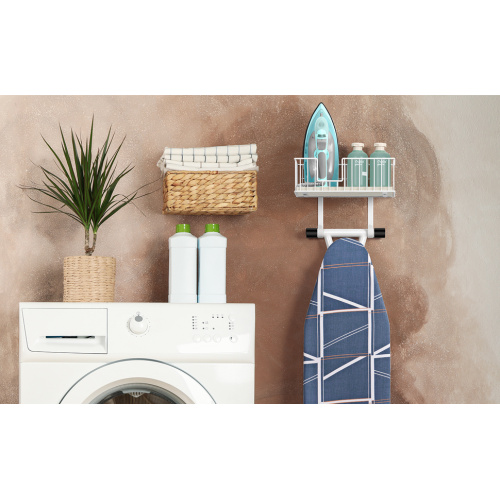 Bathroom Wall Mounted Iron Board Storage with Hooks