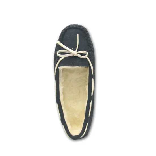 black moccasins home slippers for womens