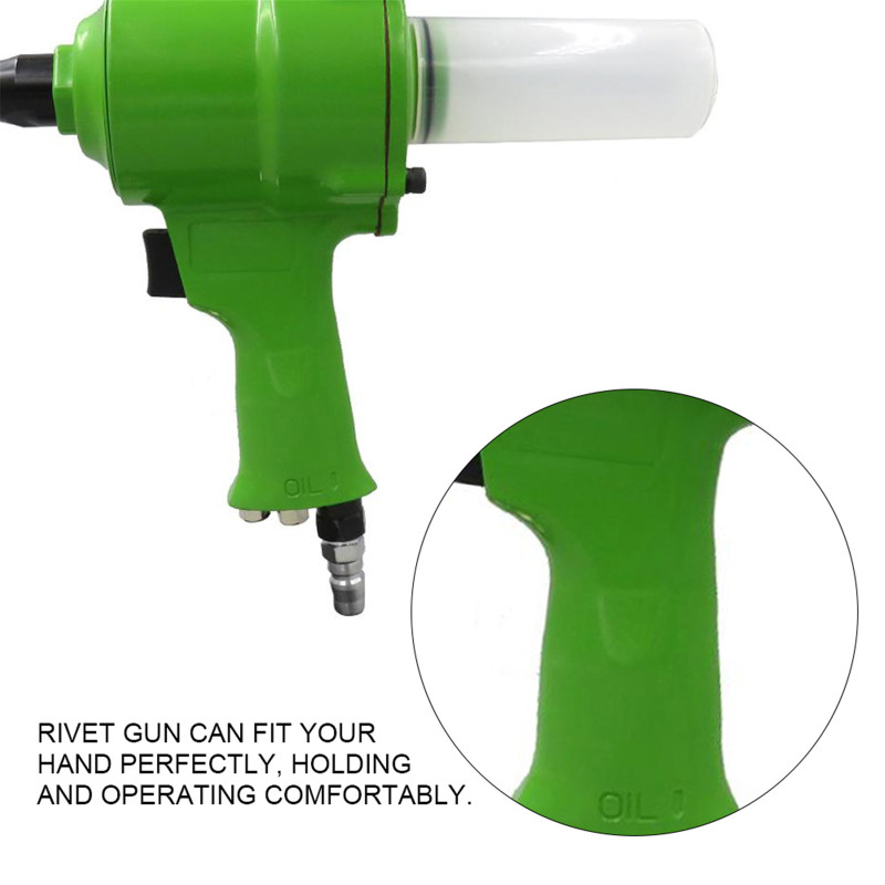 Pneumatic Pistol Type Green Pop Rivet Gun 1/4 Inch Operated Alloy Air Riveter Tools Staple Gun Premium Automatic Rivet Tool Set