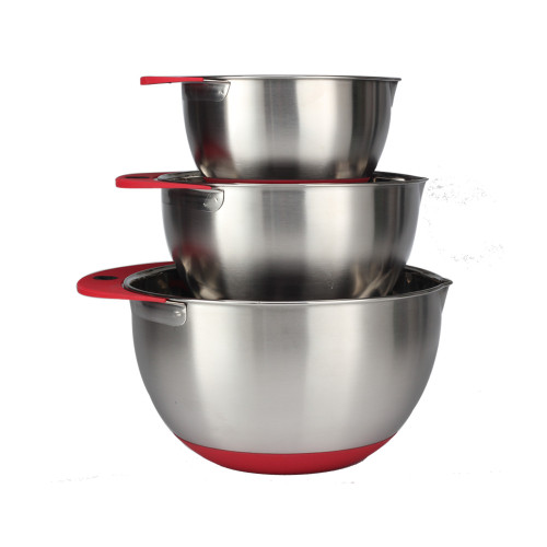 Anti-slip Bottom Stainless Steel Mixing Bowl Set of3pcs