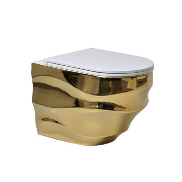Modern Gold Ceramic Wall Hung WC Toilet
