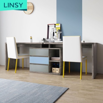 コンピューターとプリンター用の調整可能な学生ホームデスクを備えたLinsy木製収納ボックス