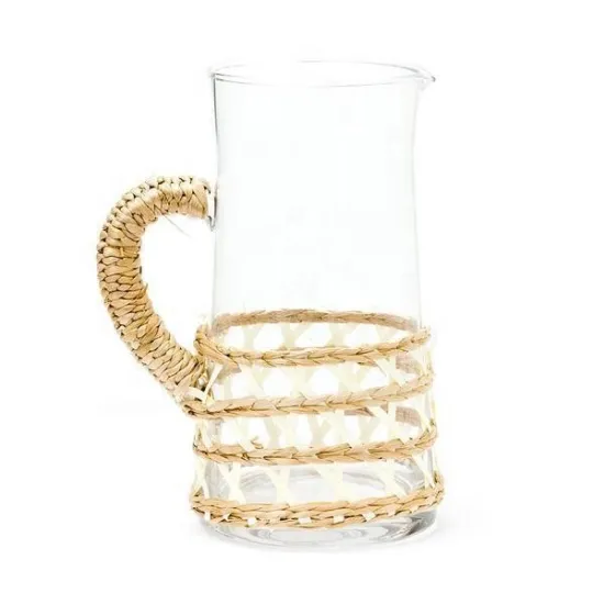 clear glass pitcher set with handle