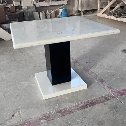 White Corian Marble KFC Fast Food Outdoor Dining Table Set for Coffee Shop