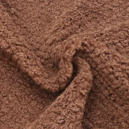 polyester Fleece Soft Brown Knitted Fabric