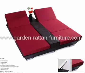 Outdoor Rattan Garden Sun Double Lounge Love Beach Lounge 