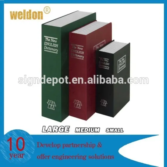Hardcover metal security locking book safe storage box hidden safe